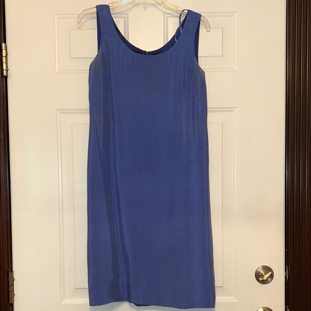 Liz Claiborne Sleeveless Sheath Dress 8 Blue Minimalist Career Classic Lagenlook
